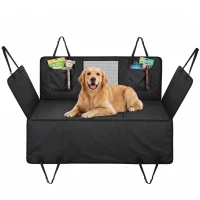 PawHut Dog Car Seat Cover, Hard Bottom Back Seat Extender for Pets, Waterproof Dog Hammock w/ Mesh Window & Pockets(m-13)