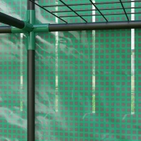Outsunny Lean-to Greenhouse with 3 Tier Shelves, Portable Greenhouse with PE Cover, 2 Roll-Up Doors, 56.7" x 18.9" x 59.8", Green(m-9)