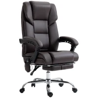 Vinsetto 6 Point Vibration Massage Office Chair with Heat, PU Leather Computer Chair with Adjustable Height Reclining Back, Brown(m-1)