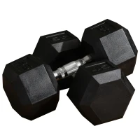Soozier 2 x 45lbs Hex Dumbbell Set of 2, Rubber Weights Exercise Fitness with Non-Slip Handles, Anti-roll, for Women or Men Home Gym Workout, Black(m-11)