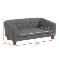 PawHut Raised Dog Sofa, Elevated Pet Sofa for Small Medium Dogs, Gray(m-3)