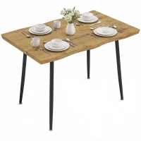HOMCOM Dining Table Modern Nordic Kitchen Table Seats 4 People Thick Curved Tabletop Oak Grain Black 43.3" x 27.6" x 29.5"(m-10)