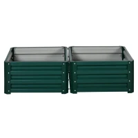 Outsunny 2' x 2' x 1' 2-Piece Raised Garden Bed Box with Steel Frame for Vegetables, Flowers, & Herbs, Green(m-11)