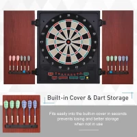 Soozier Electronic Dartboard Cabinet Set with 27 Main Games, 202 Variations, 12 Darts for Multi-Game Option Ready-to-Play, Dark Brown(m-4)