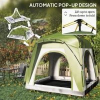 Outsunny Instant Automatic Camping Dome Tent Portable with 4 Doors and 4 Windows for 3 Person, Green(m-4)