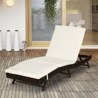 Outsunny Patio Chaise Lounge, Pool Chair with 5 Position Adjustable Backrest & Cushion, Outdoor PE Rattan Wicker Sun Tanning Seat(m-10)