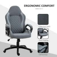 Vinsetto Ergonomic Home Office Chair High Back Task Computer Desk Chair with Padded Armrests, Linen Fabric, Swivel Wheels, and Adjustable Height, Grey(m-4)