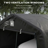 Outsunny 12' x 20' Portable Garage, Heavy Duty Carport Canopy with Ventilation Windows and Large Roll-up Door, Black(m-7)