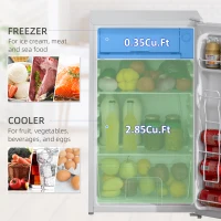 HOMCOM Compact Refrigerator, Mini Fridge with Freezer, Adjustable Shelf, Mechanical Thermostat and Reversible Door, White(m-4)