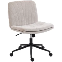 HOMCOM Criss Cross Chair with Wheels, Wide Office Chair with No Arms, Adjustable Height, Tilting, Beige(m-2)