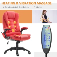 HOMCOM Adjustable Heated Ergonomic Massage Office Chair Swivel Vibrating High Back Faux Leather Executive Chair(m-15)