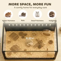 PawHut 41.3" L Hamster Cage, Large Hamster Habitats Steel Frame Chewproof, Deep Bedding Space for Pets Enrichment(m-4)
