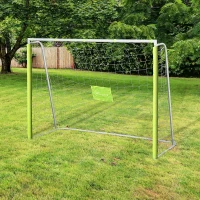 Soozier 6ft x 4ft Soccer Goal Net with Metal Frame, PE Mesh, Ground Stakes, Easy Assembly, Yellow(m-8)