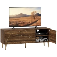 HOMCOM Modern TV Stand for up to 60" TV, TV Cabinet with Adjustable Shelves, Cable Management for Living Room, Rustic Brown(m-9)