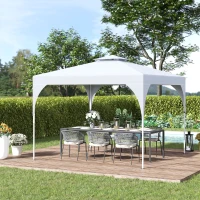 10' x 10' Easy Pop-Up Canopy Party Tent  Canopy Shelter with 2-tier Roof - White(m-2)