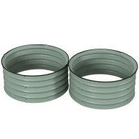 Outsunny Set of 2 Raised Garden Bed, Metal Planter Box with Safety Edging, Easy-to-assemble Stock Tank, Green(m-2)