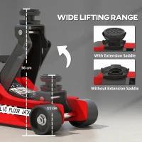 HOMCOM Low Profile Car Jack, Hydraulic Racing Floor Jack, 3.1"-14.1" Lifting Range, 2.5 Ton (5,000 lb) Capacity, Red(m-4)