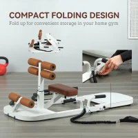 Soozier Foldable Sissy Squat Machine, Hip Thrust Machine with Push Up Stand, Multipurpose Glute Workout Equipment, White(m-5)