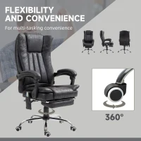 Vinsetto Office Chair 6-point Vibration Massage Chair Micro Fiber Recliner with Retractable Footrest Black(m-5)