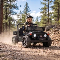 Qaba Licensed Toyota Pickup Ride on Truck, 24V Kids Electric Car with Dual Motors, Up to 3.7MPH for Kids 3-8 Years Black(m-10)