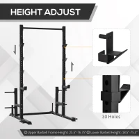 Soozier Power Rack with Pull up Bar and Adjustable Barbell Rack, Heavy-Duty Power Tower Strength Training Equipment for Home Gym(m-6)