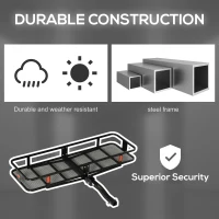 Aosom Folding Cargo Carrier with 500 lbs Capacity, 59‘’x19''x6'' Hitch Mount Luggage Basket Fits 2'' Receiver for Car SUV Traveling(m-5)