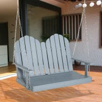 Outsunny 47'' 2-Seater Hanging Porch Swing, Outdoor Patio Swing Bench with Wooden Build, Water-Fighting Protection, & Classic Style, 440 lb Weight Capacity, Grey(m-3)