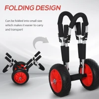 Outsunny Stand-Up Paddleboard Dolly, Aluminum Surfboard Trolley, Foldable Rolling Cart for SUPs Boat Canoe Carrier Float Mat, Jon Boat Easy Transport Cart(m-5)