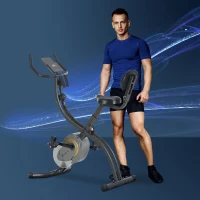 Soozier Folding Exercise Bike with Arm Workout Bands, Magnetic Resistance Foldable Stationary Bike with Phone Holder(m-2)