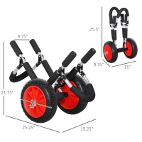 Outsunny Stand-Up Paddleboard Dolly, Aluminum Surfboard Trolley, Foldable Rolling Cart for SUPs Boat Canoe Carrier Float Mat, Jon Boat Easy Transport Cart(m-3)