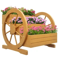 Outsunny Wooden Wagon Planter Box, 3-Tier Raised Garden Bed, for Vegetables Flowers Herbs, 24" x 24" x 22"(m-9)