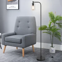 HOMCOM Modern Stylish Tall Pole Floor Lamp, Land Light with Metal Base, Cylindrical Shaped Glass Shade, Black(m-2)