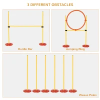 PawHut 3PCs Portable Pet Agility Training Obstacle Set for Dogs w/ Adjustable Weave Pole, Jumping Ring(m-4)