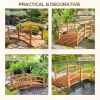 Outsunny 5FT Wooden Garden Bridge Classic Arc Footbridge with Guardrails for Stream Pond Walkway, Orange(m-6)