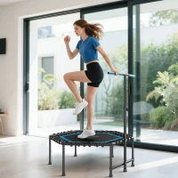 Soozier 45" Rebounder Trampoline for Adult, Quiet Bungee Rebounder with Adjustable Handle, Blue(m-7)