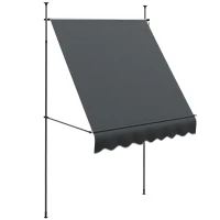 Outsunny 6.5' x 4' Manual Retractable Awning, Non-Screw Freestanding Patio Awning, UV Resistant, for Window or Door, Dark Grey(m-9)