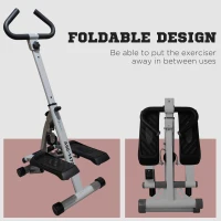Soozier Height Adjustable Stair Stepper, Stepper Exercise Machine with Handlebar, LCD Monitor, Black(m-4)