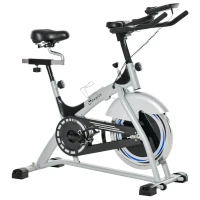 Soozier Exercise Bike, Indoor Cycling Stationary Bike, Belt Drive with Heart Rate, Adjustable Seat and Handlebar, LCD Monitor for Home Workout(m-1)