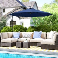 Outsunny 10' Cantilever Tilt Offset Patio Umbrella w/ UV & Water Safe Material & Cross Base (Weight Not Included), Navy Blue(m-2)