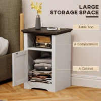 HOMCOM Set of 2 Side Tables, Night Stands with Charging Outlets, White(m-6)