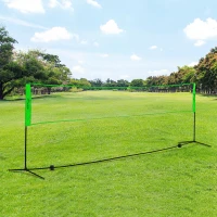 Soozier Portable Badminton Set, Pickleball Volleyball Net with 3 Shuttlecocks, 4 Rackets, for Indoor Outdoor, Beach, Backyard(m-8)