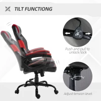 Vinsetto Racing Style Gaming Chair Ergonomic High Back Computer Office Chair PU Leather with 360° Swivel Rocking Adjustable Height Padded Armrest Red(m-5)