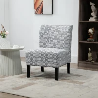 HOMCOM Armless Accent Chair for Bedroom, Upholstered Slipper Side Chair for Living Room with Wood Legs, Grey(m-8)