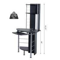 HomCom 45" Arch Tower Compact Modern Corner Computer Workstation Desk With Keyboard Tray And Shelves - Black(m-3)