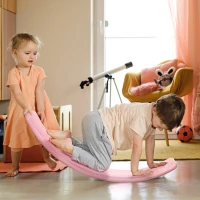 Qaba 32.3" Balance Board, Wobble Board Kids Curvy Rocker Board, Ended Preschool Learning Montessori Waldorf Toy, Pink(m-8)