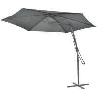 Outsunny 10ft Cantilever Patio Umbrella Offset Parasol with Crank Handle, Cross Base for Garden, Deck, Dark Grey(m-2)
