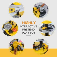 Qaba Play Toy Workbench for Kids 64 Pieces Tools Plus Case Storage Shelf  Construction Tool Accessories Playset Construction Pretend Play Toy Kit Yellow Grey(m-4)