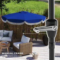 Outsunny 9FT Patio Umbrella Parasol, UPF 30+ Outdoor Market Umbrella with Crank, 8 Ribs, Push Button Tilt, Blue(m-7)