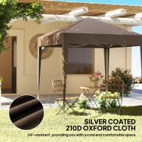 Outsunny 6.6'x6.6' Pop Up Canopy Tent with Sidewalls, Instant Sun Shelter Camping Gazebo with Carry Bag, Coffee(m-5)