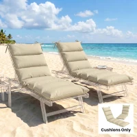 Outsunny Outdoor Lounge Chair Cushion with Zipper Reversible Chaise Lounge Cushion for Patio Indoor/Outdoor Beige(m-8)